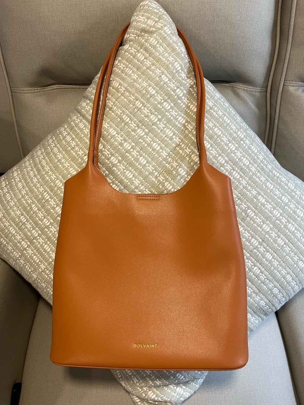 Bolvaint Tan Leather Shoulder Tote